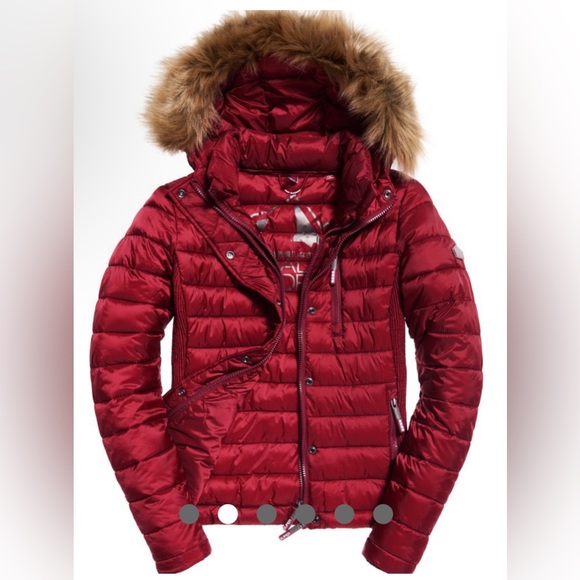 Superdry Jackets & Blazers - Superdry Red Luxe Fuji Double Zip Hooded Jacket size Lg